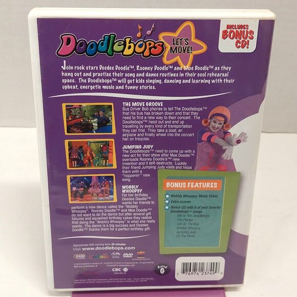 Let's Move - 2 Disc Set DVD By Doodlebops - VERY GOOD - includes bonus CD - Picture 2 of 4